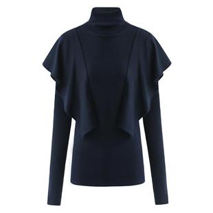 COCOBELLA设计感荷叶边假两件针织衫软糯高领斗篷毛衣MZ0069