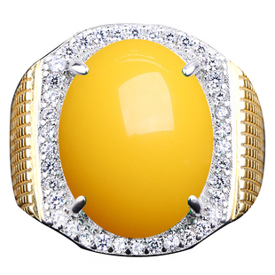 S925纯银戒指空托男士diy镶嵌翡翠玉石绿松宝石戒面开口戒托13*16