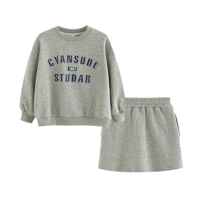 砚台家女童印花卫衣裤裙套装2025