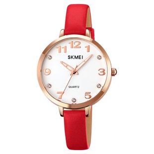skmei时刻美轻薄小巧女士腕表 时尚简约镶钻刻度女石英表