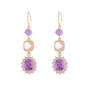 「薰衣草月光」复古优雅轻奢闪耀高级感宴会宝石耳环/耳夹