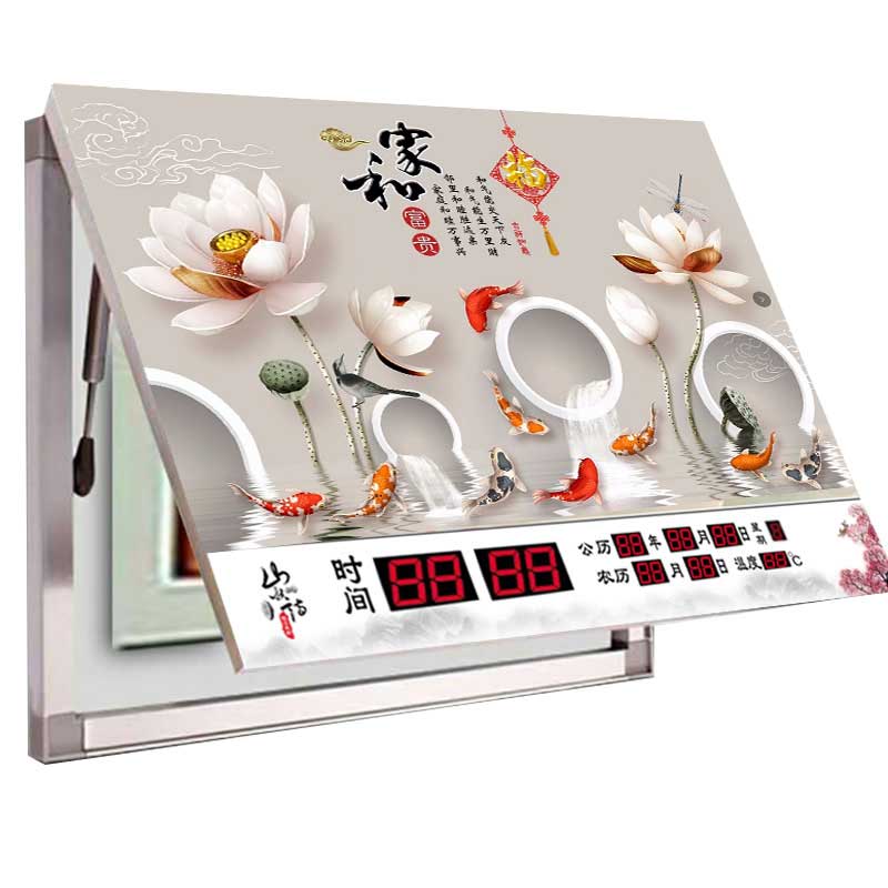 电表箱钢化玻璃液压上翻装饰画