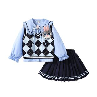 女童jk套装春装兔子警官儿童cos衣服马甲衬衫学院风制服女孩裙子
