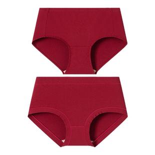 顶瓜瓜女士中国红中腰内裤结婚大红喜庆本命年红色顶呱呱女底内裤