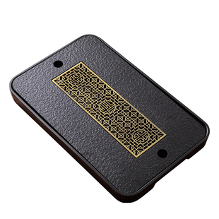 茶盘乌金石头家用储水式托盘简约干泡茶台带排水日式茶托功夫茶海