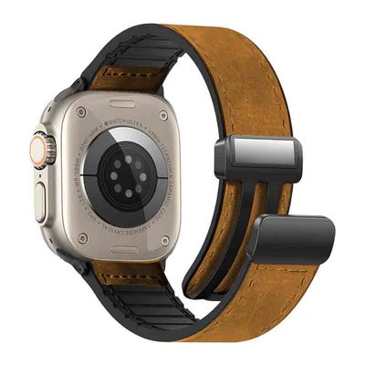 CLOUDHIS新款疯马皮硅胶磁吸表带