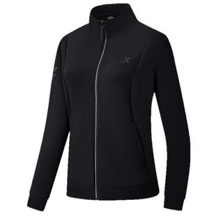 特步立领外套女款2025年秋冬新款无缚轻行针织跑步服975128060056