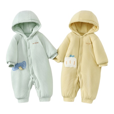 童泰婴儿连体衣纯棉夹棉连帽哈衣