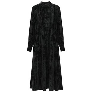 COCOBELLA2026早春国风新中式长袖连衣裙丝绒盘扣收腰显瘦FR0002