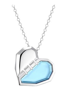 chunran荆棘心形宝石银项链