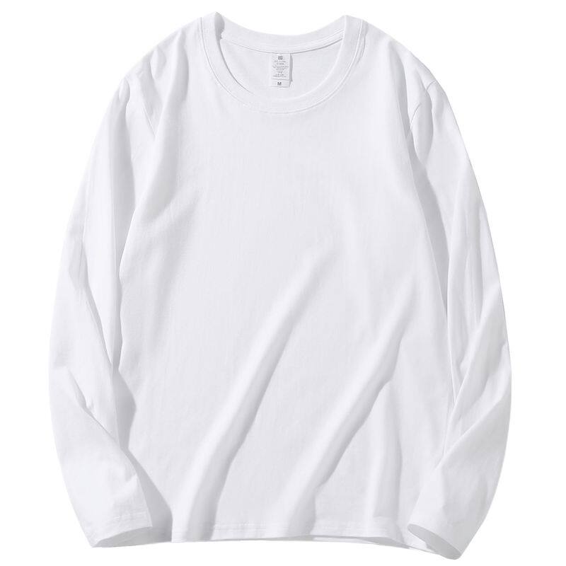 长袖T恤定制印字LOGO纯棉圆领diy高端工作服团体班服重磅落肩订做