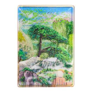 【黄山迎客松冰箱贴】宏村文创亚克力流沙磁贴泰山华山旅游纪念品