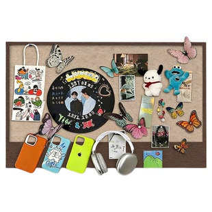 毛毡板展示墙创意饰品收纳墙自粘免打孔照片墙diy装饰宿舍卧室帽子眼镜手机壳背景墙多巴胺羊毛毡墙贴粘贴板