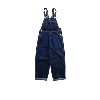 美式复古重磅做旧丹宁背带裤男