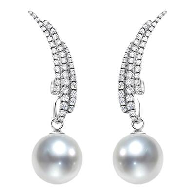 悦甄18k金钻石耳夹凤翎