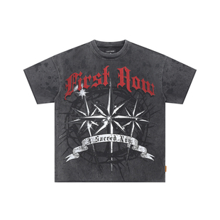 高版本First Row美式高街Vintage男女VTG复古做旧水洗短袖T恤ins