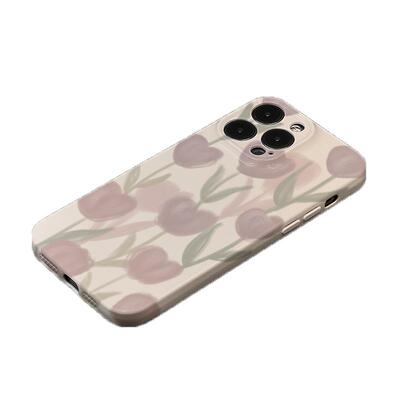 赵露思同款菲林紫色郁金香适用苹果17promax手机壳iphone16新款15pro硅胶软壳13女14pro创意11全包防摔手机套