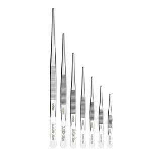 不锈钢镊子圆头带齿维修镊子加厚加硬加长鱼缸水草夹子敷料大镊子