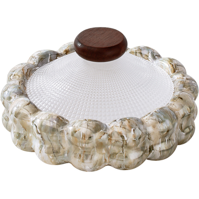 轻奢高档陶瓷干果盘分格带盖大号