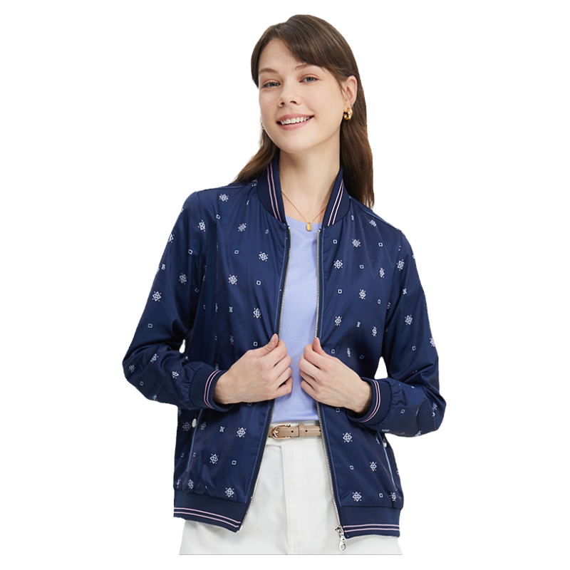 波顿2026春秋季新款女士棒球服潮流时尚美式休闲印花短款长袖外套