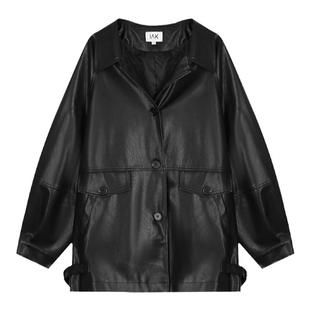 安妮不火 朋克拽姐甜酷风单排扣皮衣女2025早秋新款微胖大码外套