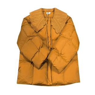 大码女装胖mm时尚冬季外套韩版针织娃娃领设计感加厚保暖棉衣棉服