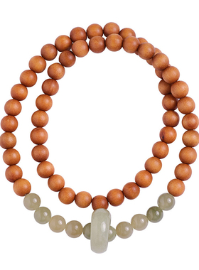 杭州灵隐天然库克和田玉双圈手串