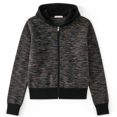 连帽拉链针织开衫女休闲时尚毛衣