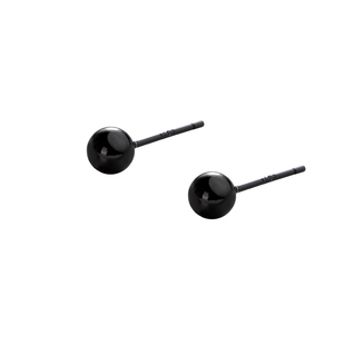 Z小姐925纯银黑色光珠耳钉2025年新款潮养耳洞睡觉不用摘情侣耳饰