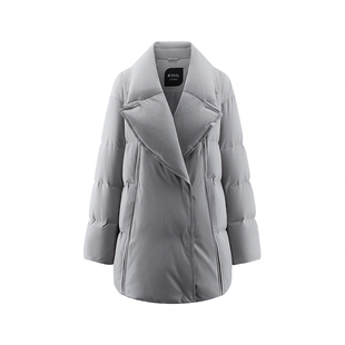 艾莱依西装领羽绒服女2025冬新款干练通勤高级感中长款保暖外套