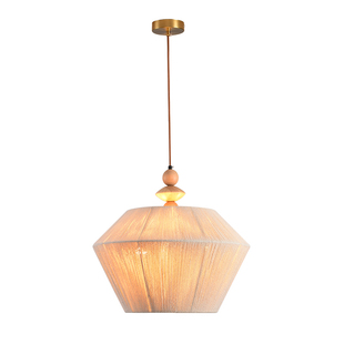 中古实木民宿卧室吊灯侘寂风复古客厅茶室棉线灯日式餐厅编织灯具