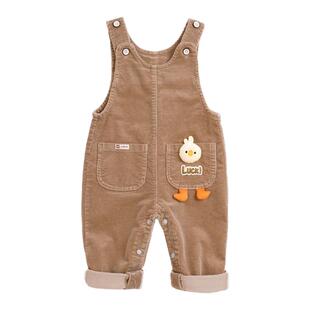 宝宝背带裤男童女童婴幼儿小童春秋装灯芯绒裤子按扣开裆纯棉A类