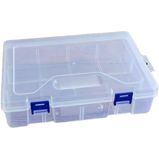 大号双扣透明空盒无插片有盖五金工具卡片磁贴教具收纳储物盒子