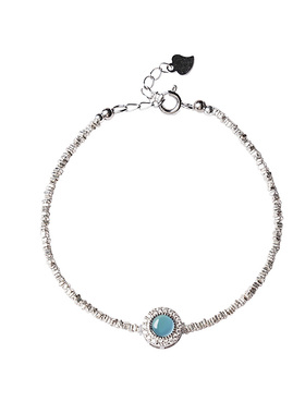 宫里上新天然海蓝宝碎银纯银手链