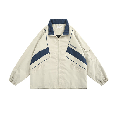 BOYUE帛跃秋季拼色运动oversize夹克港风休闲男复古工装外套潮牌