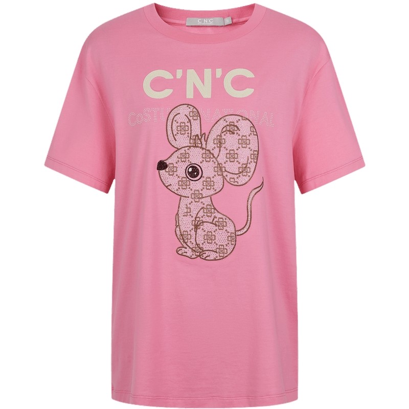 CNC女装全棉宽松卡通印花短袖T恤