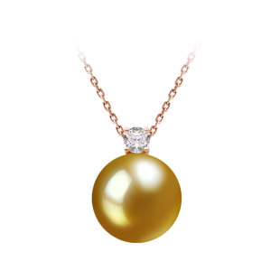 GiO珠宝 南洋金珠项链女戴妃款18K金海水珍珠吊坠颈链吉尔德赤金