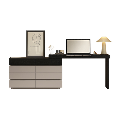 意式极简实木梳妆台斗柜一体