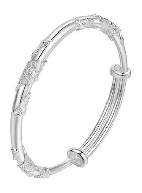 中国黄金繁花足银手镯