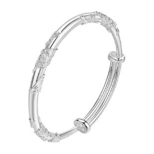 【中国黄金】珍尚银足银繁花手镯银镯子女2025新款生日礼物送女友