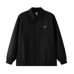 半墨大码男装翻领教练夹克男士2025秋季新款宽松刺绣休闲防水外套