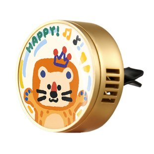 原创车载香薰汽车出风口金属装饰用品圆形扩香器摆件可爱狮子马年