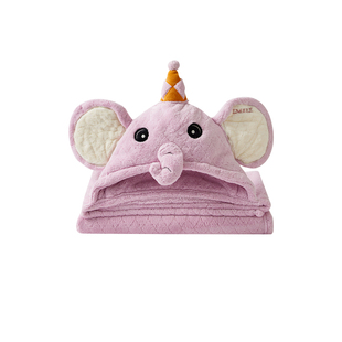 嫚熙珊瑚绒浴巾新生宝宝A类超软吸水带帽大毛巾儿童专用斗篷浴袍