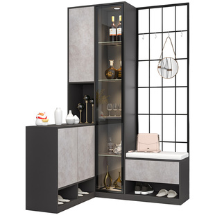 简约北欧玄关柜鞋柜一体转角柜现代隔断柜酒柜储物入户进门间厅柜