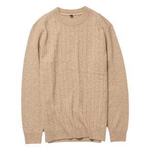 100%纯羊毛衫男冬季保暖美丽诺绵羊毛衣竹节提花针织衫麻花打底衫