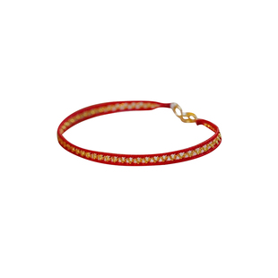 臻怡时尚编织18k网格金珠红绳 传统金红配色 百搭转运芝麻珠红绳