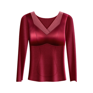 德绒保暖内衣女士加绒加厚羽绒蚕丝带胸垫无痕内衣打底2026新款冬