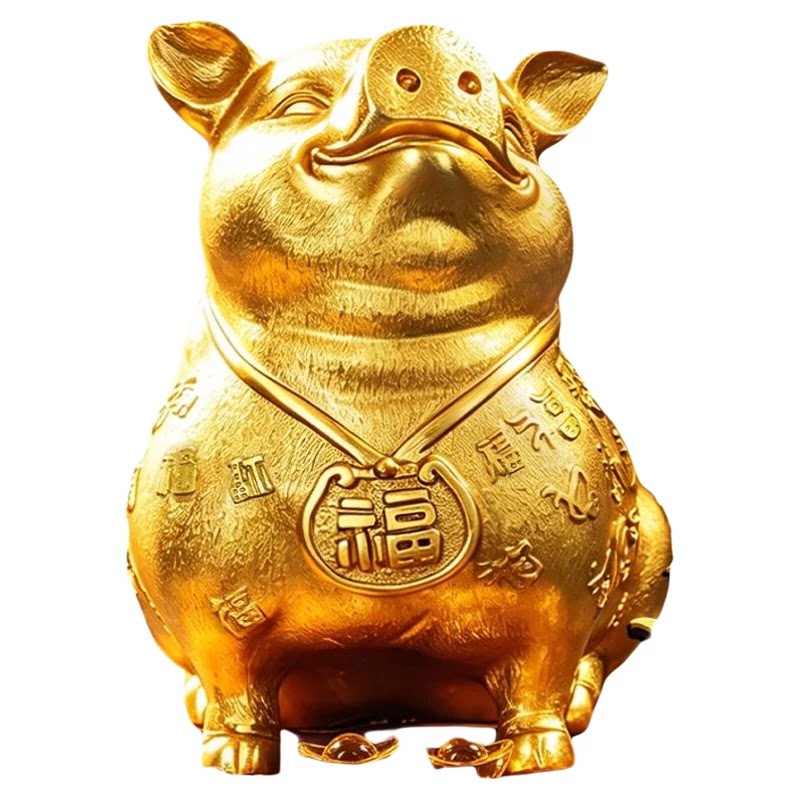 泰山祈愿，百福铜猪摆件