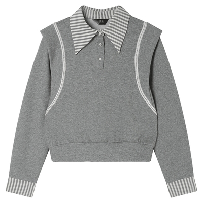 白鹿语韩系优雅气质拼接卫衣