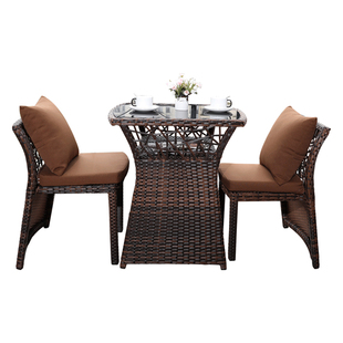莫家阳台小桌椅休闲区布置网红一桌二椅桌茶小茶几藤椅三件套组合
